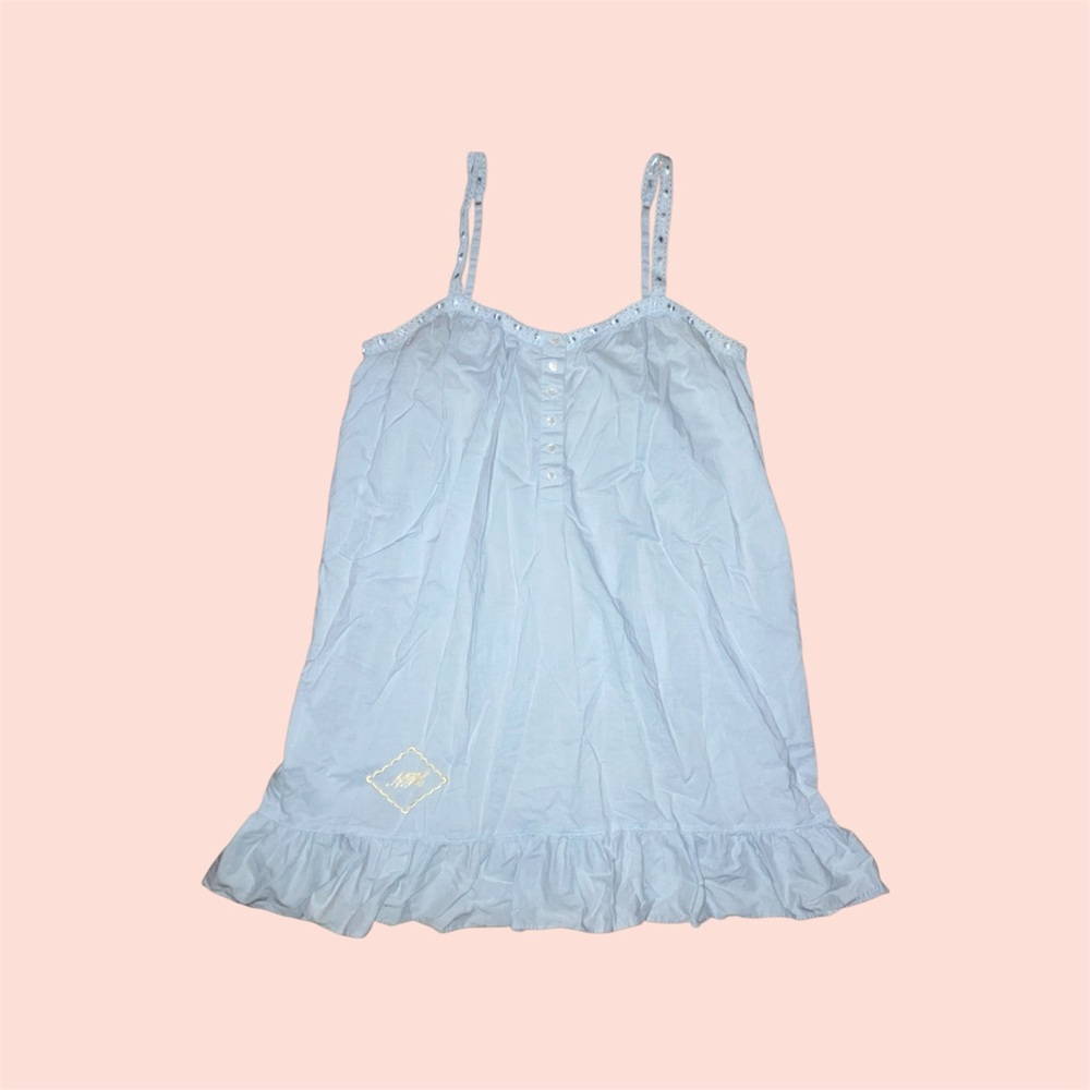 Vintage 2002 Light Blue Cotton Babydoll Nightgown Slip
